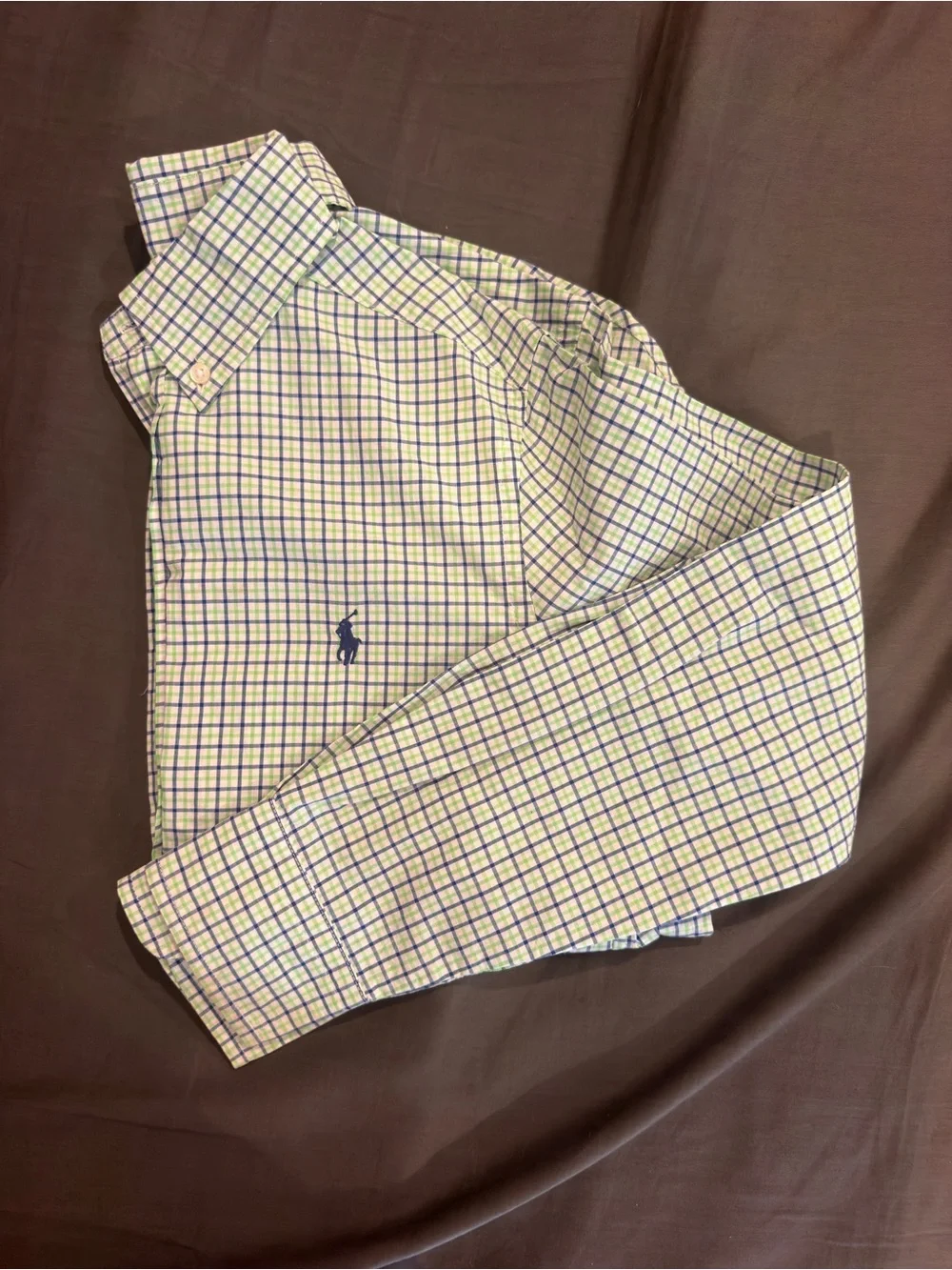 Ralph Lauren Men’s green and blue Check Button-Down Oxford Shirt M